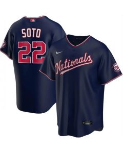 Men's Washington Nationals #22 Juan Soto Navy Cool Base Stitched Jersey