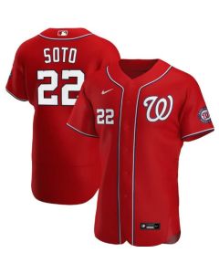 Men's Washington Nationals #22 Juan Soto Red Flex Base Stitched Jersey