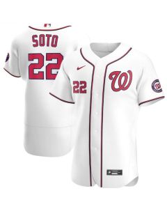 Men's Washington Nationals #22 Juan Soto White Flex Base Stitched Jersey