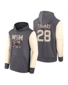 Men's Washington Nationals #28 Lane Thomas 2022 Grey City Connect Cherry Blossom Print Hoodie