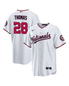 Men's Washington Nationals #28 Lane Thomas White Cool Base Stitched Baseball Jersey