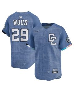 Men's Washington Nationals #29 James Wood Blue 2025 City Connect Limited Jersey