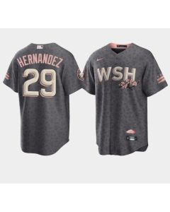 Men's Washington Nationals #29 Yadiel Hernandez 2022 Grey City Connect Cherry Blossom Cool Base Stitched Jersey