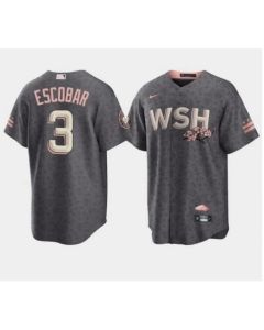 Men's Washington Nationals #3 Alcides Escobar 2022 Grey City Connect Cherry Blossom Cool Base Stitched Jersey
