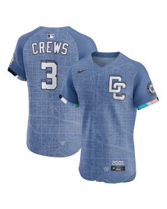 Men's Washington Nationals #3 Dylan Crews Blue 2025 City Connect Elite Jersey (Blue)