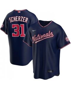 Men's Washington Nationals #31 Max Scherzer Navy Cool Base Stitched Jersey