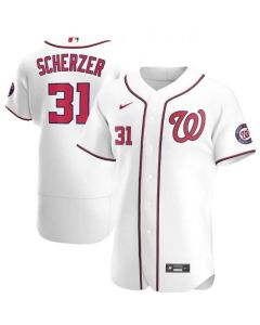 Men's Washington Nationals #31 Max Scherzer White Flex Base Stitched Jersey