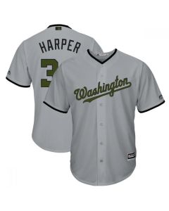 Men's Washington Nationals #34 Bryce Harper Gray 2018 Memorial Day Cool Base Stitched MLB Jersey
