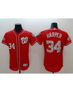 Men's Washington Nationals #34 Bryce Harper Red 2018 Spring Training Flexbase Stitched MLB Jersey