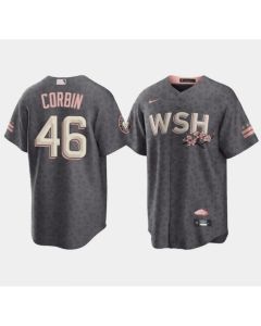 Men's Washington Nationals #46 Patrick Corbin 2022 Grey City Connect Cherry Blossom Cool Base Stitched Jersey