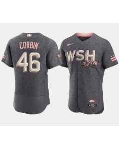 Men's Washington Nationals #46 Patrick Corbin 2022 Grey City Connect Cherry Blossom Flex Base Stitched MLB Jersey