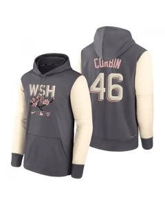 Men's Washington Nationals #46 Patrick Corbin 2022 Grey City Connect Cherry Blossom Print Hoodie