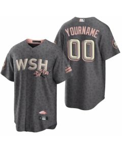 Men's Washington Nationals ACTIVE Player Custom 2022 Grey City Connect Cherry Blossom Cool Base Stitched Jersey