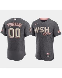 Men's Washington Nationals ACTIVE Player Custom 2022 Grey City Connect Cherry Blossom Flex Base Stitched MLB Jersey