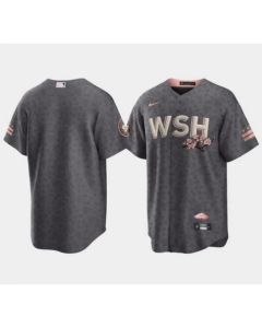 Men's Washington Nationals Blank 2022 Grey City Connect Cherry Blossom Cool Base Stitched Jersey