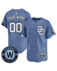 Men's Washington Nationals Custom Blue 2025 City Connect Limited Jersey (Blue)