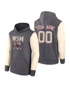 Men's Washington Nationals Customized 2022 Grey City Connect Cherry Blossom Print Hoodie