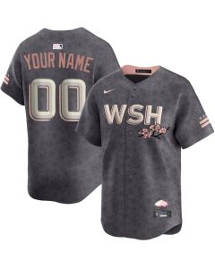 Men's Washington Nationals Grey Cherry Blossom City Connect Limited Custom Jersey (Grey)