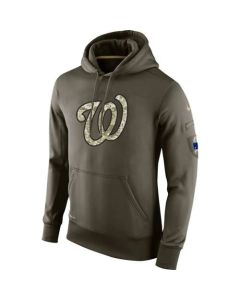Men's Washington Nationals Olive Salute To Service KO Performance Hoodie