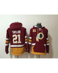Men's Washington Redskins #21 Sean Taylor Burgundy Red All Stitched NFL Hoodie Sweatshirt