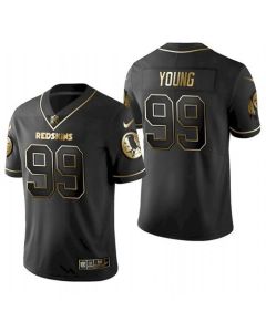 Men's Washington Redskins #99 Chase Young Black Golden Stitched Jersey