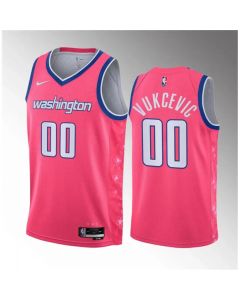 Men's Washington Wizards #00 Tristan Vukcevic Pink 2023 Draft City Edition Stitched Jersey