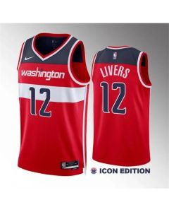 Men's Washington Wizards #12 Isaiah Livers Red Icon Edition Stitched Basketball Jersey