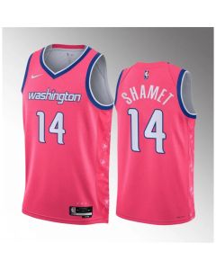 Men's Washington Wizards #14 Landry Shamet Pink 2023 City Edition Stitched Jersey