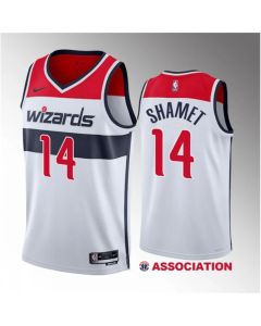 Men's Washington Wizards #14 Landry Shamet White Association Edition Stitched Jersey