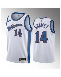Men's Washington Wizards #14 Landry Shamet White Classic Edition Stitched Jersey
