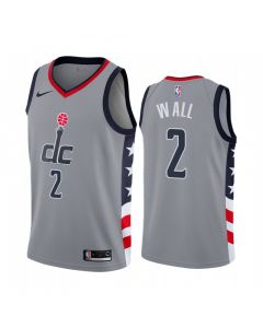 Men's Washington Wizards #2 John Wall Grey City Edition Stitched Jersey