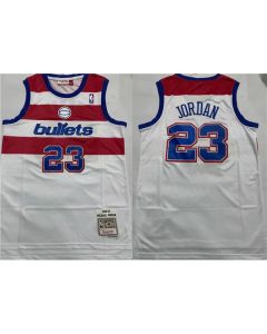 Men's Washington Wizards #23 Michael Jordan White Throwback Stitched Jersey (White)