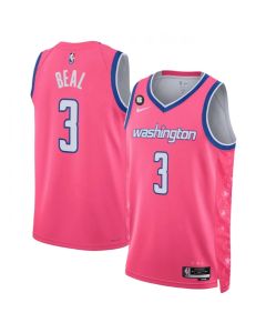 Men's Washington Wizards #3 Bradley Beal 2022/23 Pink Cherry Blossom City Edition With NO.6 Patch Limited Stitched Basketball Jersey