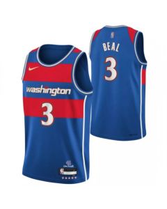 Men's Washington Wizards #3 Bradley Beal 75th Anniversary 2021/2022 Blue City Edition Swingman Stitched Jersey