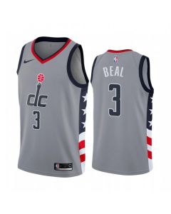 Men's Washington Wizards #3 Bradley Beal Grey City Edition Stitched Jersey