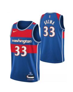Men's Washington Wizards #33 Kyle Kuzma 75th Anniversary 2021/2022 Blue City Edition Swingman Stitched Jersey