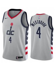 Men's Washington Wizards #4 Russell Westbrook Grey City Edition Stitched Jersey