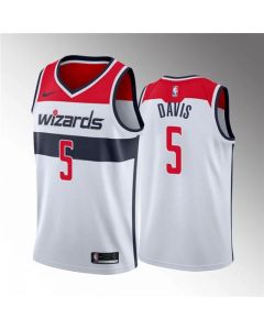 Men's Washington Wizards #5 Johnny Davis White Association Edition Stitched Jersey