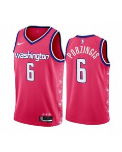 Men's Washington Wizards #6 Kristaps Porzingis 2022/23 Pink Cherry Blossom City Edition Limited Stitched Basketball Jersey
