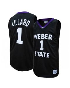 Men's Weber State Wildcats #1 Damien Lillard Black Stitched Basketball Jersey
