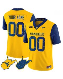 Men's West Virginia Mountaineers ACTIVE PLAYER Custom Gold 2023 F.U.S.E. Stitched Jersey