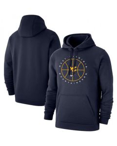 Men's West Virginia Mountaineers Navy Basketball Icon Club Fleece Pullover Hoodie