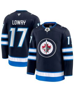 Men's Winnipeg Jets #17 Adam Lowry Navy Home Premium Jersey