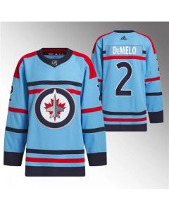 Men's Winnipeg Jets #2 Dylan DeMelo Light Blue Anniversary Primegreen Stitched Jersey