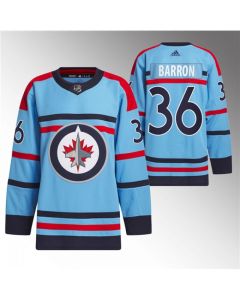 Men's Winnipeg Jets #36 Morgan Barron Light Blue Anniversary Primegreen Stitched Jersey