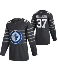 Men's Winnipeg Jets #37 Connor Hellebuyck 2020 Grey All Star Stitched NHL Jersey