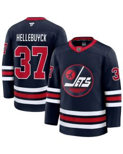 Men's Winnipeg Jets #37 Connor Hellebuyck Navy Alternate Premium Jersey