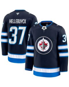 Men's Winnipeg Jets #37 Connor Hellebuyck Navy Home Premium Jersey