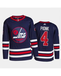 Men's Winnipeg Jets #4 Neal Pionk 2021/22 Navy Stitched Jersey