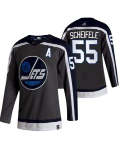 Men's Winnipeg Jets #55 Mark Scheifele 2021 Grey Reverse Retro Stitched Jersey
